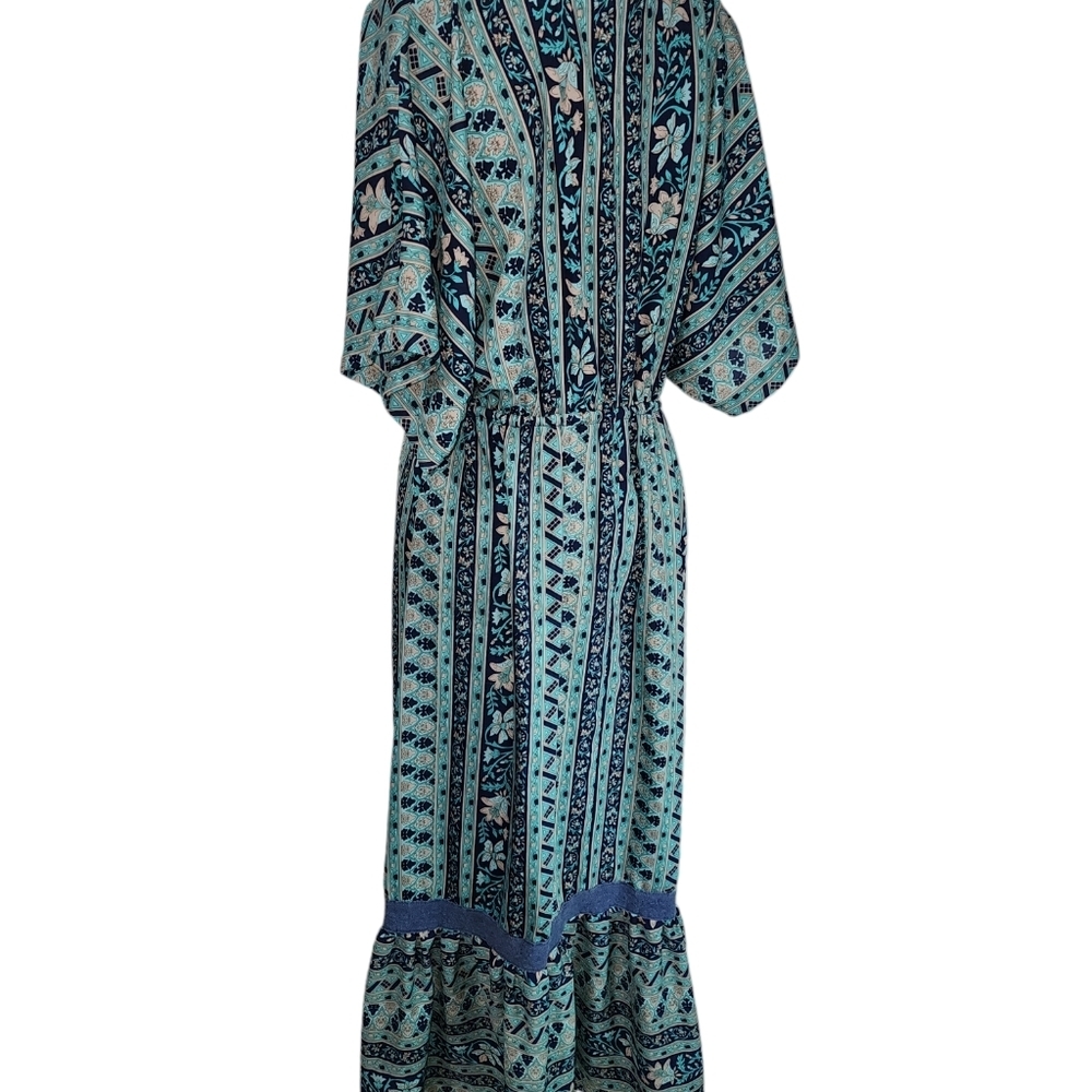 Anthropologie Boemo Boho Tiered Maxi Dress Blue Floral Paisley Whimsigoth MP - Picture 3 of 9